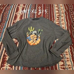 Gray Graphic Crewneck Pullover